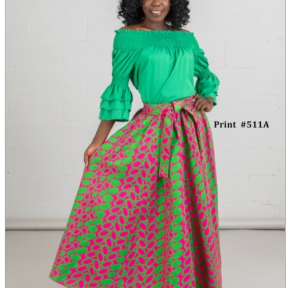Kara Chic African Print Elastic Waist Skirt